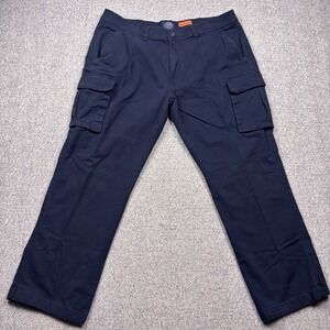 St John's Bay Cargo Pants Mens 38x30 Navy Comfort Stretch Performance Utility